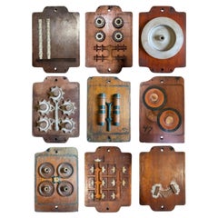 Set (9) Foundry Molds in Wood Aluminum Primitive Graphic Art Installation