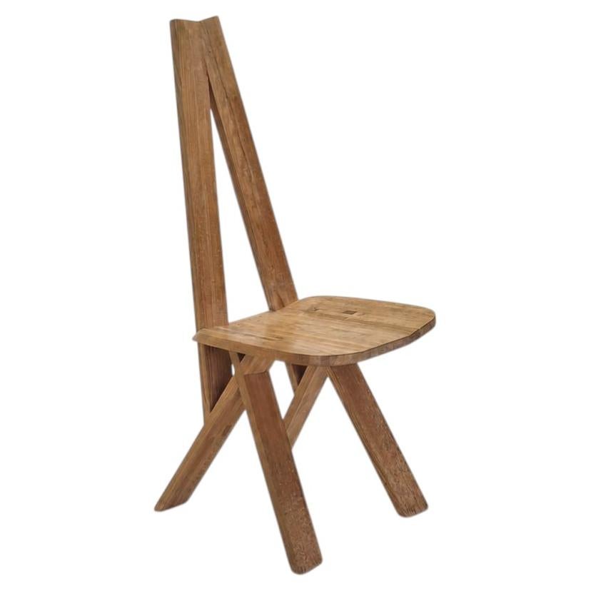 Silla de madera Chlacc, modelo S45, de Pierre Chapo, 1979