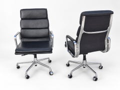 EA219 Softpad Office Chair in Black Leather by Charles Eames, 2000s Set of 2