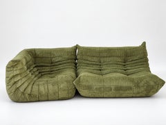 Sofá de dos plazas y módulo esquinero Olive Togo, de Michel Ducaroy para Ligne Roset, juego de 2 piezas