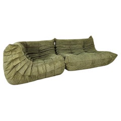 Sofá de dos plazas y módulo esquinero Olive Togo, de Michel Ducaroy para Ligne Roset, juego de 2 piezas