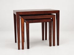 Mesitas apilables de palisandro de Severin Hansen, Haslev Møbelsnedker, Dinamarca, década de 1960