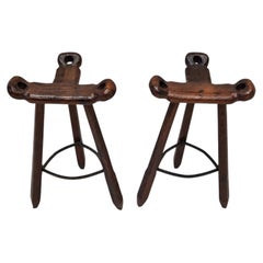 Satz von 2 Brutalistischen Marbella-Hockern im Vintage-Stil von Sergio Rodrigues