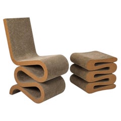 Easy Edges Wiggle Side Chair with stool by Frank Gehry for Vitra