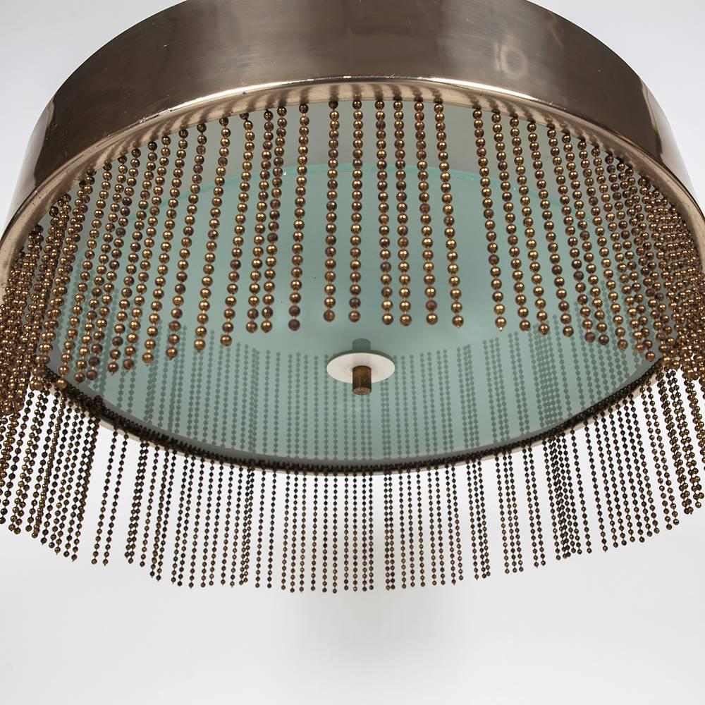 Anodized 1970s Brass Chandelier with Beading by Pierre Cardin 
