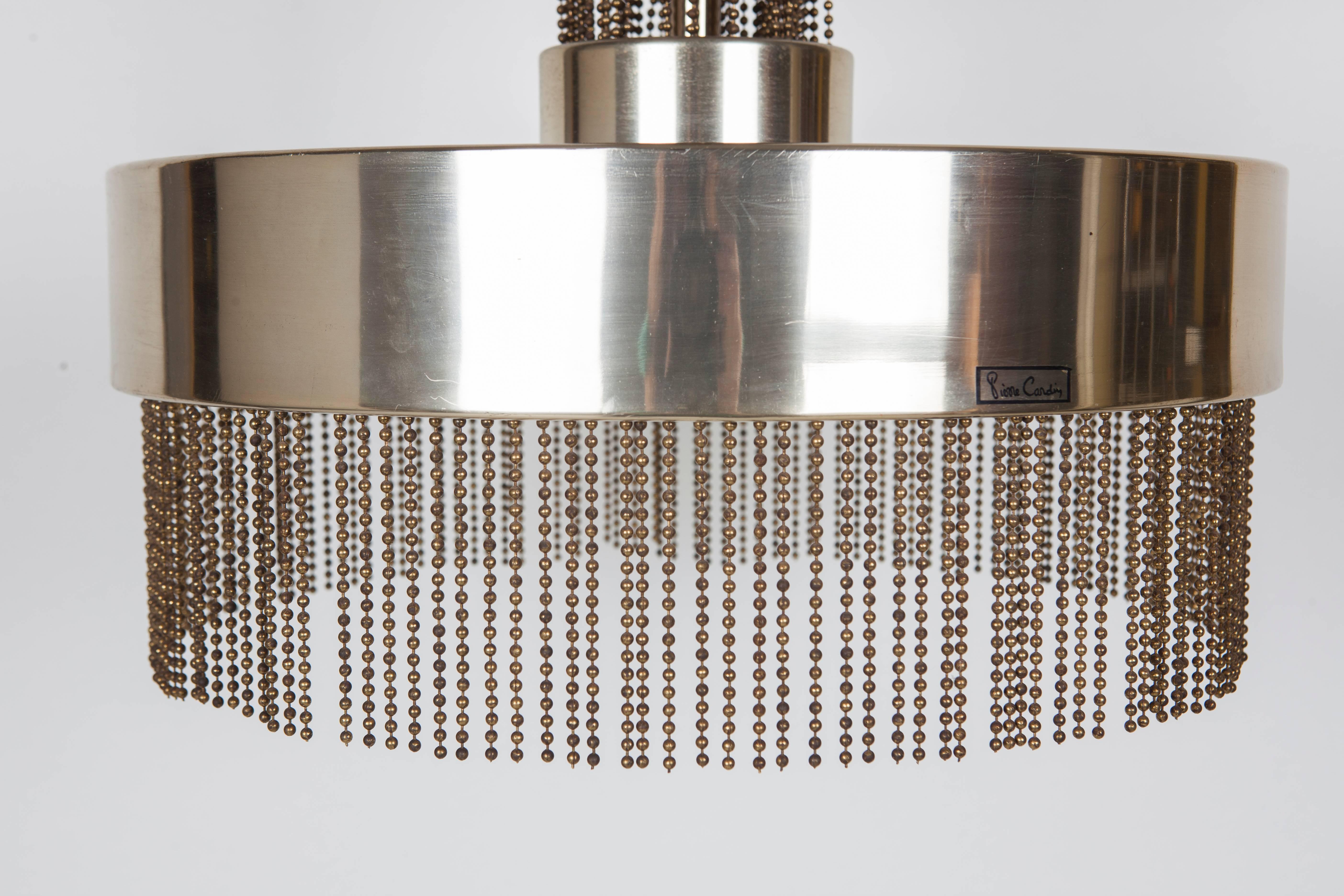 1970s Brass Chandelier with Beading by Pierre Cardin  In Excellent Condition In Atlanta, GA