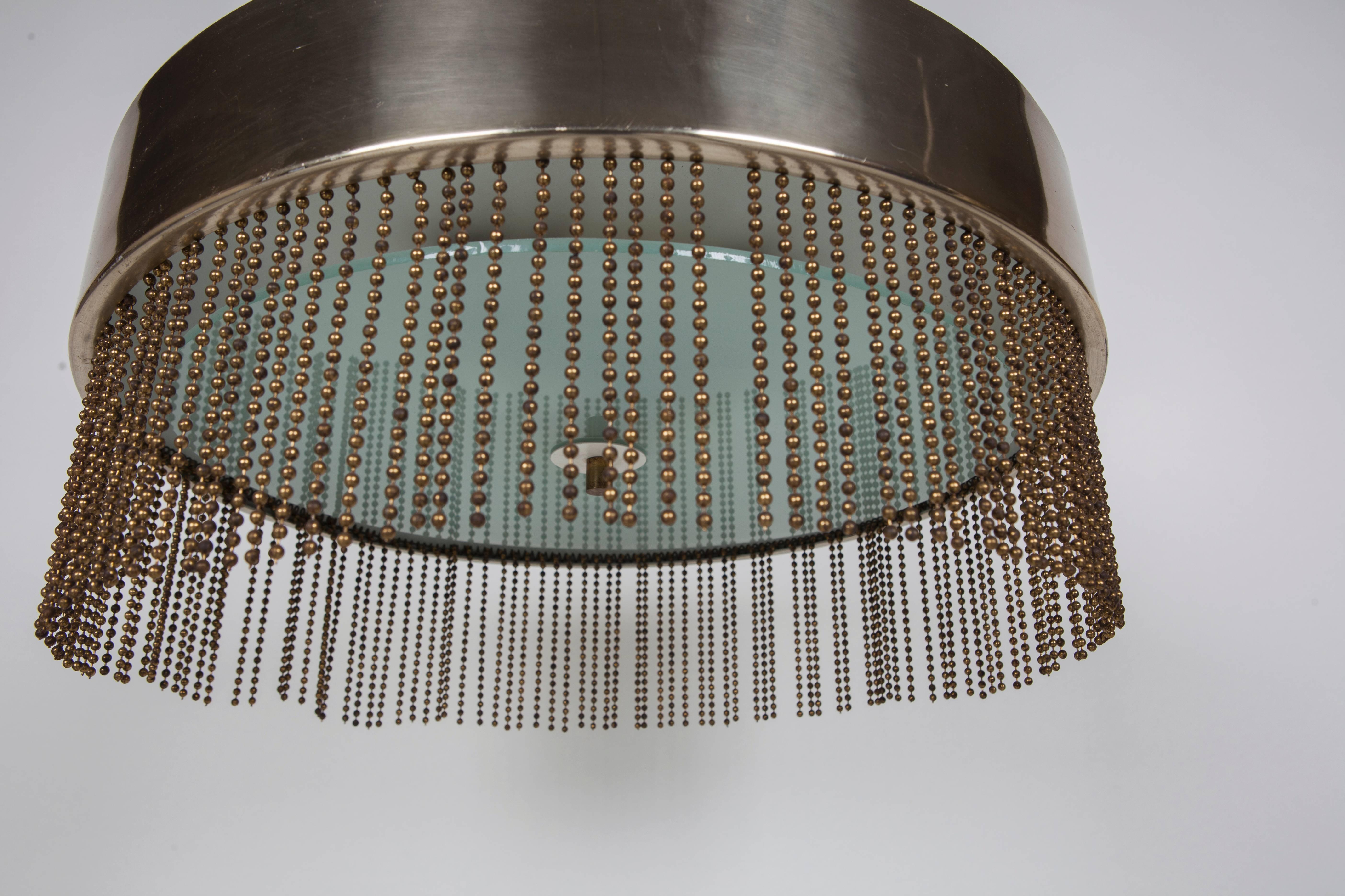 Late 20th Century 1970s Brass Chandelier with Beading by Pierre Cardin 