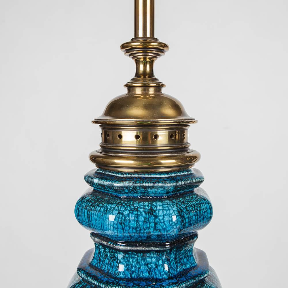 Pair of Monumental Ceramic and Brass Lamps by Stiffel 1