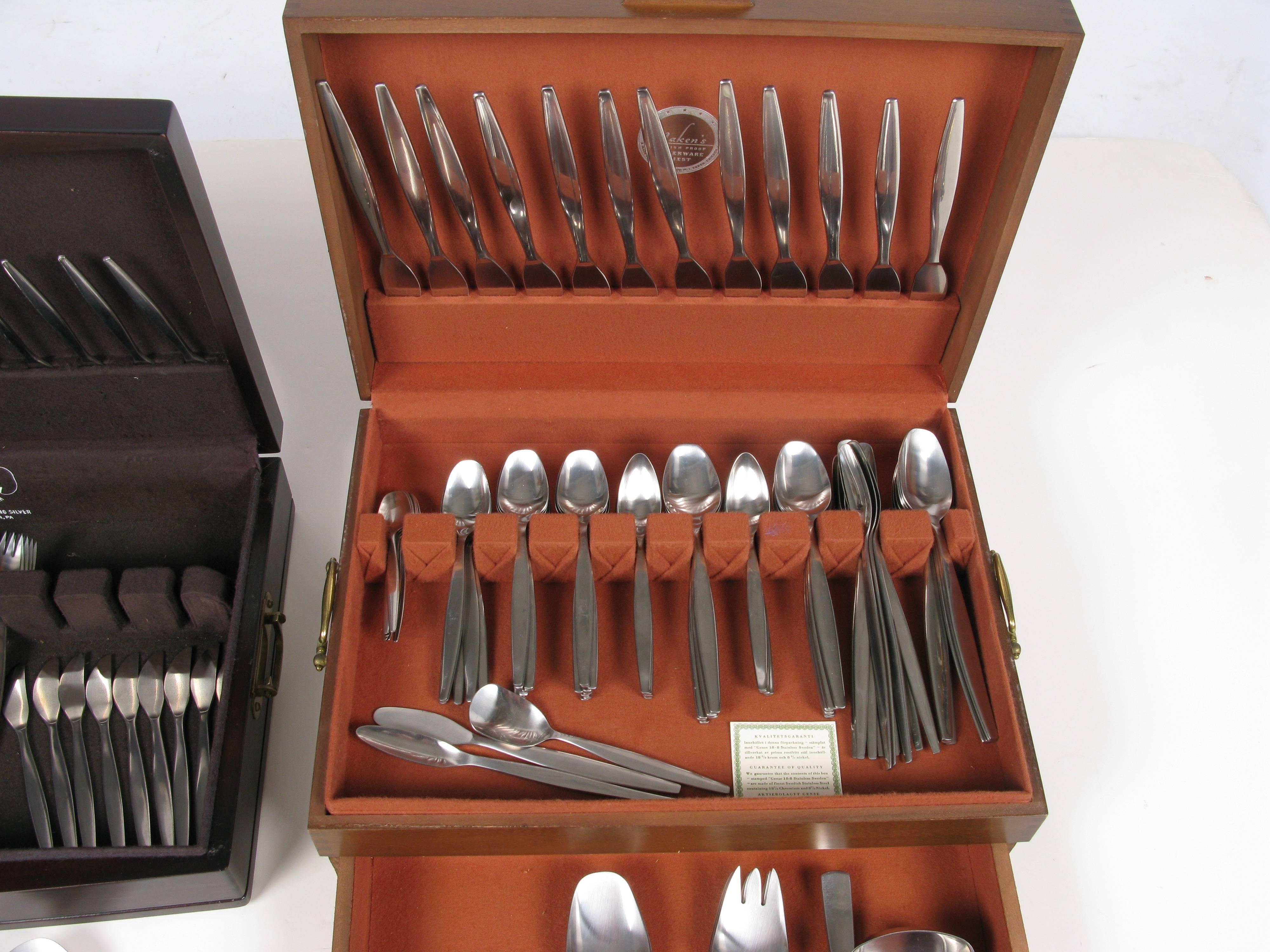 Monumental Flatware Set from Sweden and Two Chests For Sale 1