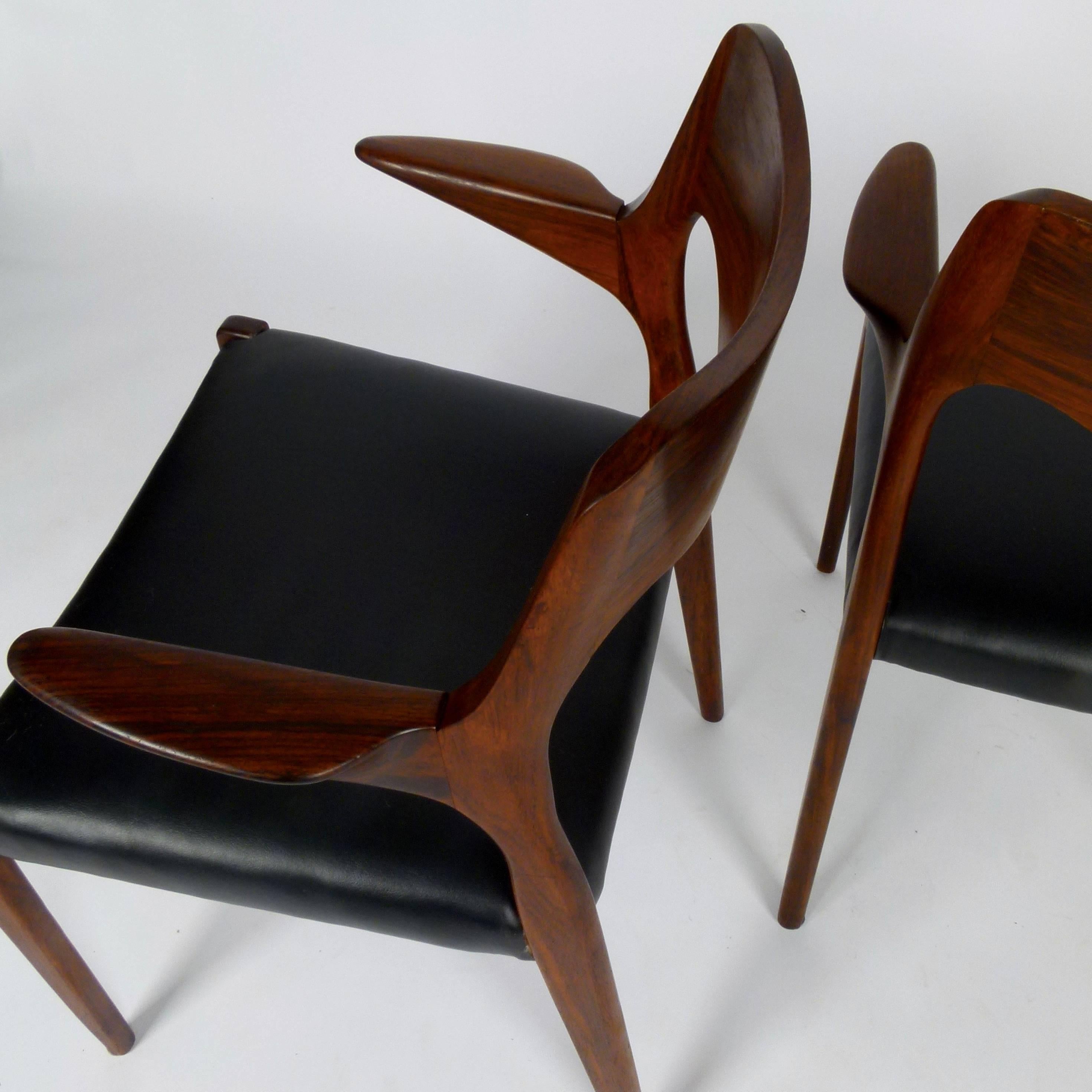Late 20th Century Niels Otto Møller Model 55 Rosewood Armchairs