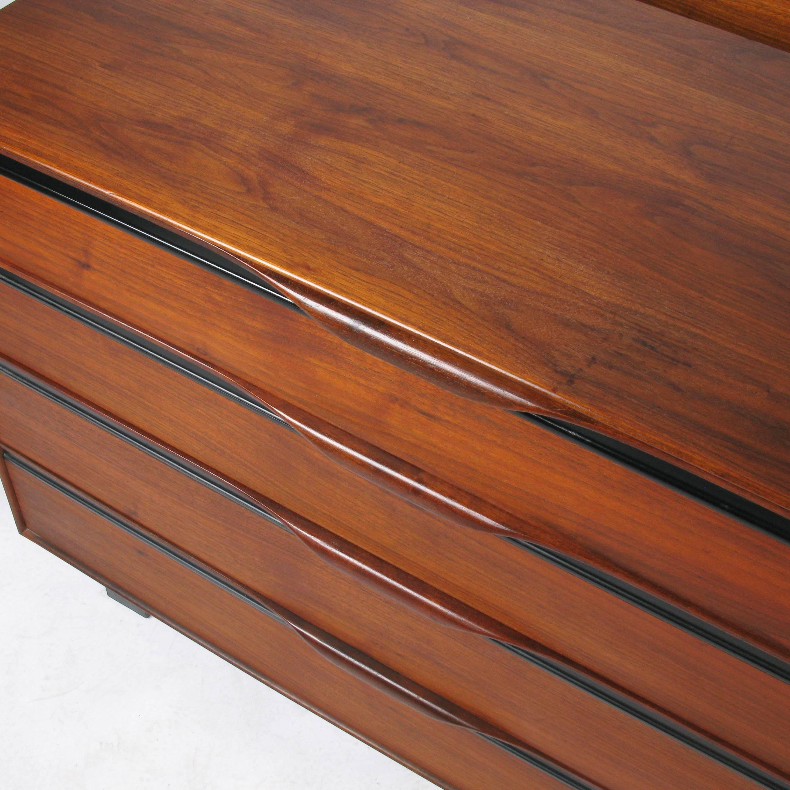 Pair of John Kapel Oiled Walnut Chests or Oversized Nightstands In Excellent Condition In Atlanta, GA