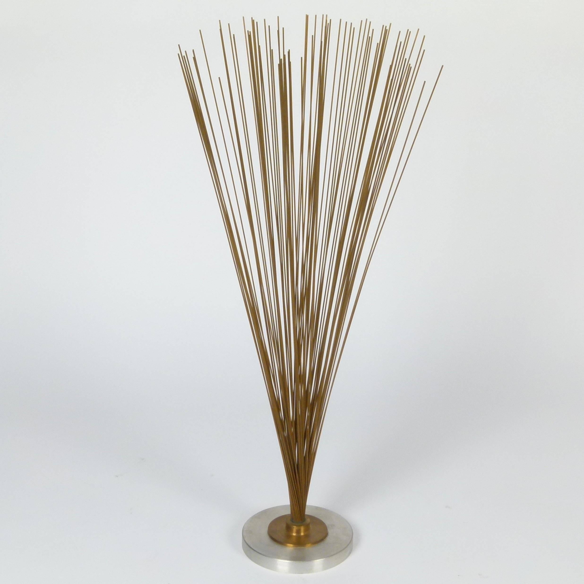 American Harry Bertoia Style Spray Sculpture in Brass and Steel For Sale