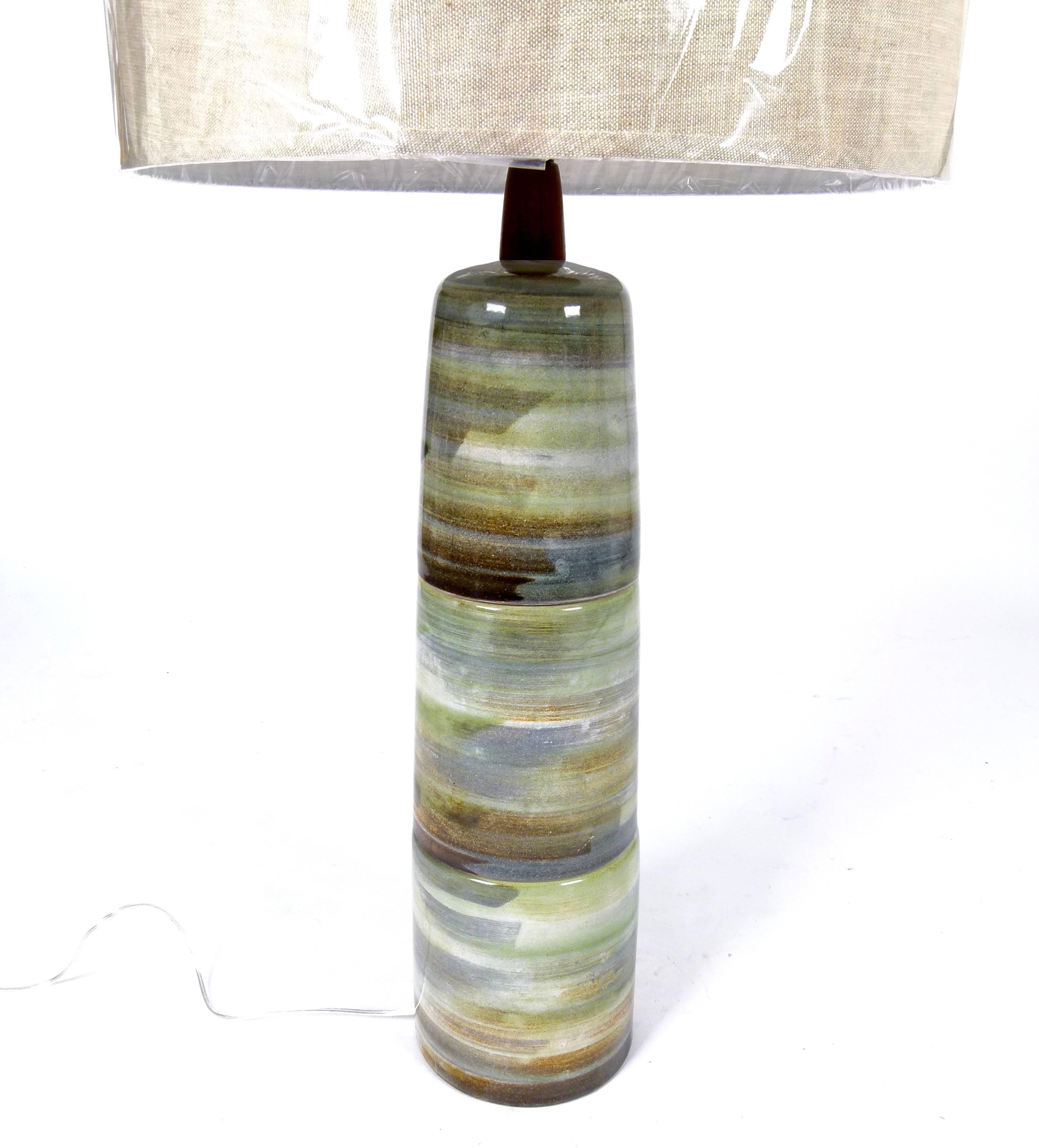 Mid-Century Modern Monumental Stacked Stoneware Ceramic Lamp by Gordon Martz for Marshall Studios For Sale
