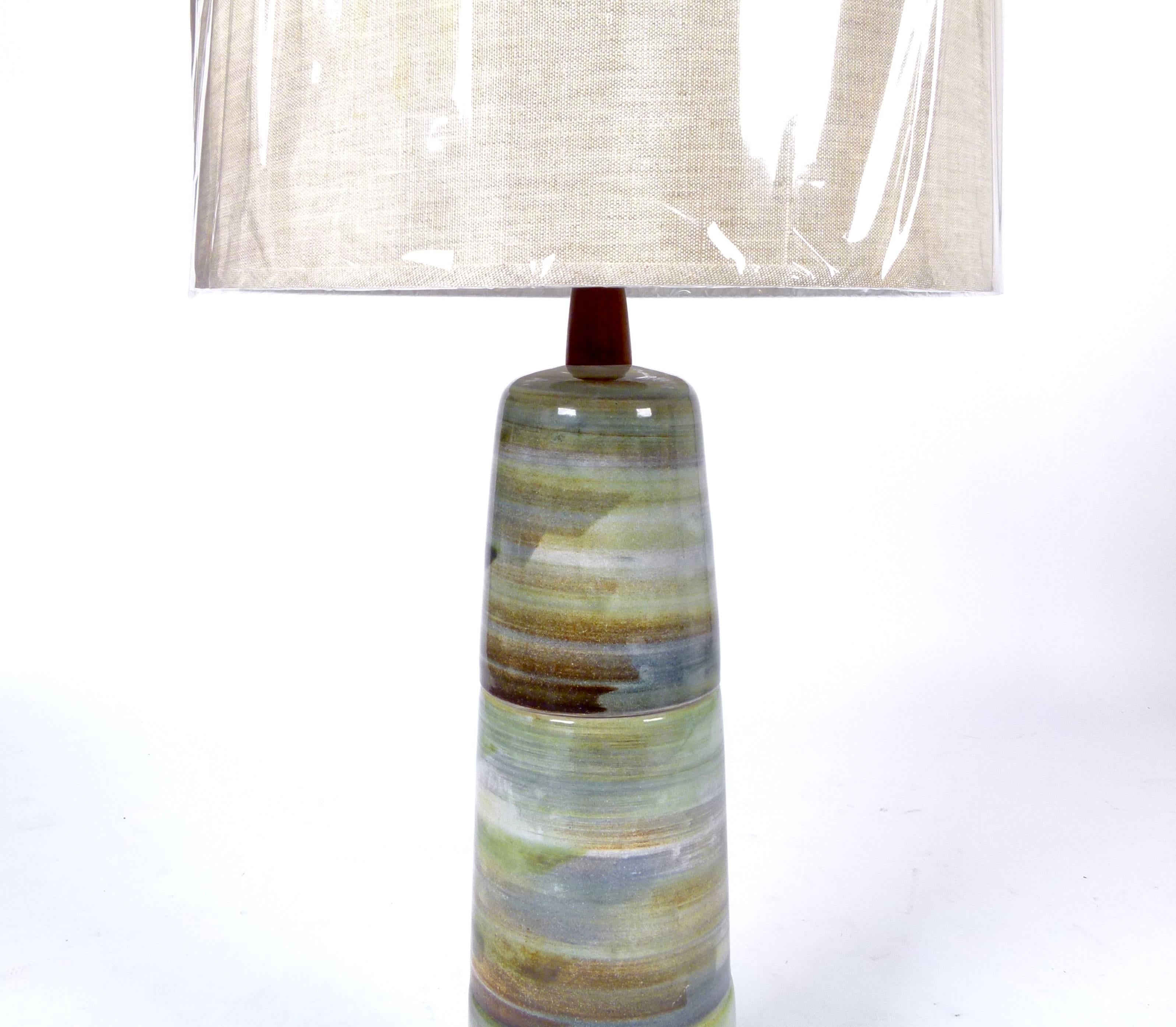 American Monumental Stacked Stoneware Ceramic Lamp by Gordon Martz for Marshall Studios For Sale