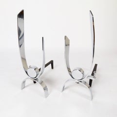 1960s Three-Piece Andirons and Fire Screen Set