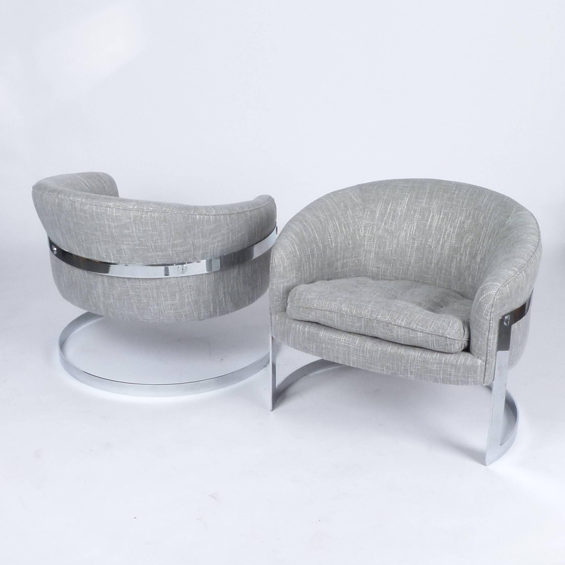 Milo Baughman Chrome Lounge Chairs In Excellent Condition In Atlanta, GA