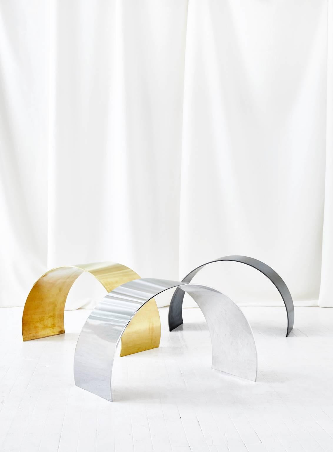 Minimalist Arc Stool by ASH NYC in Mirror Polished Stainless Steel