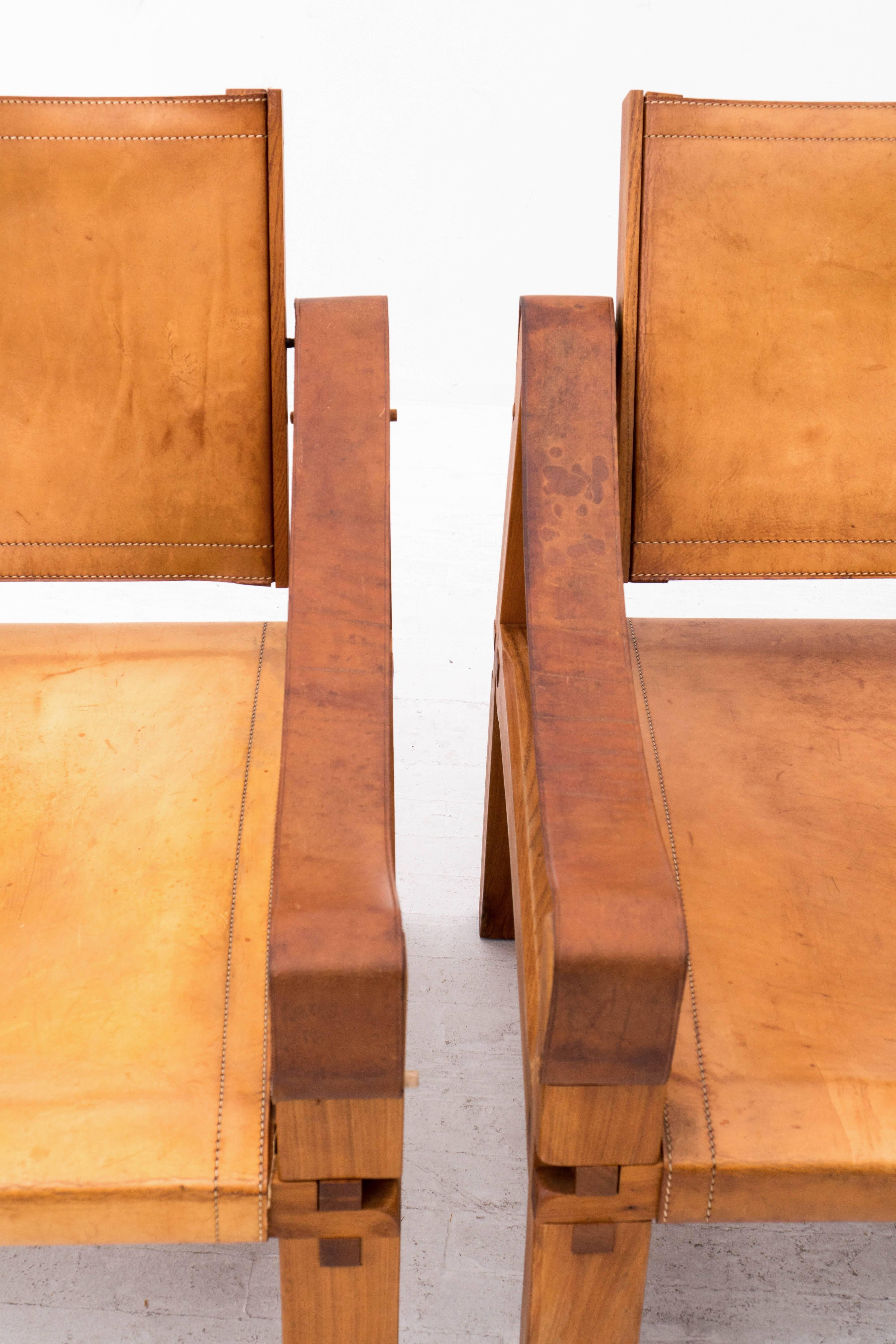 Leather Pierre Chapo S10 Lounge Chairs