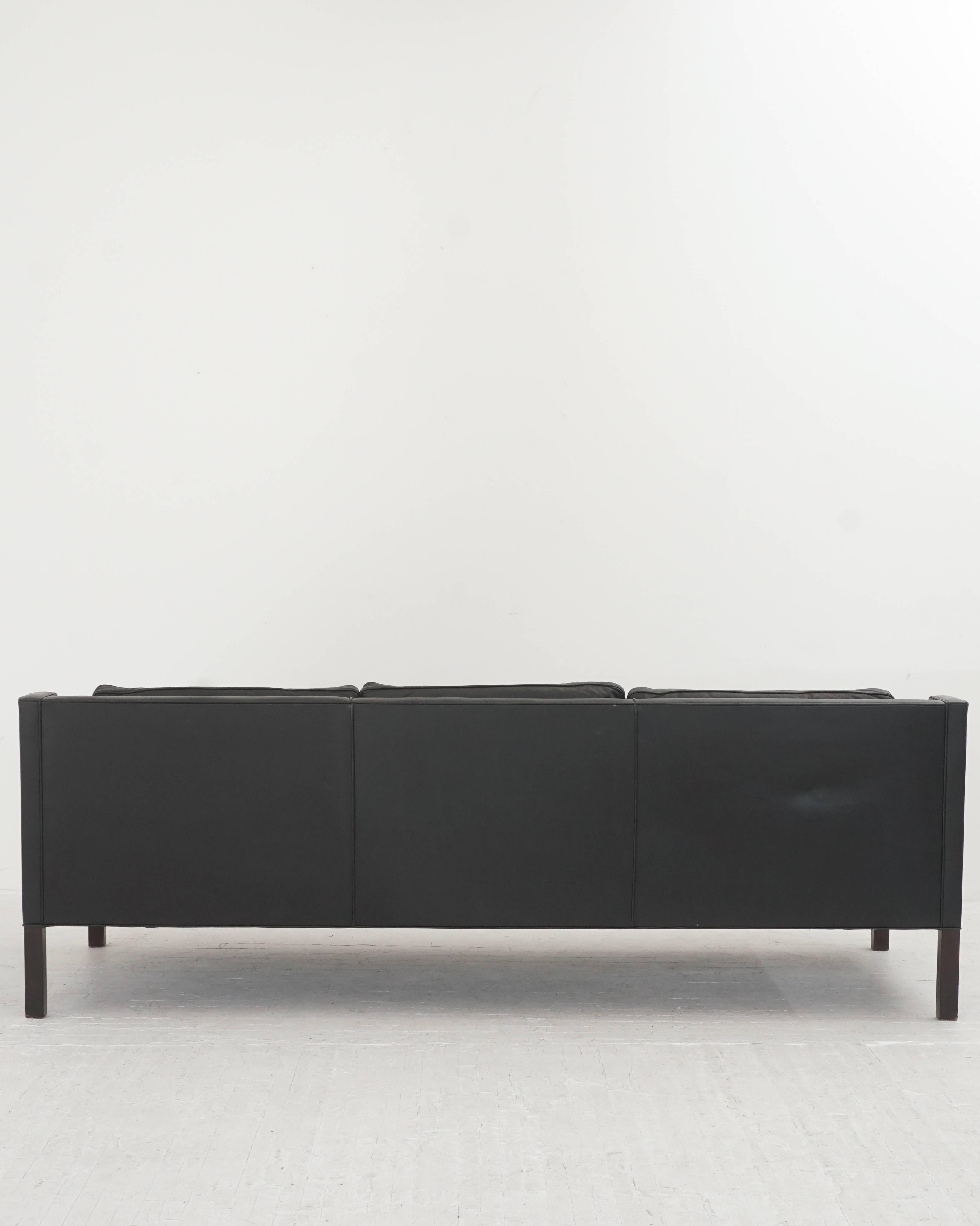 Scandinavian Modern Leather Børge Mogensen Three-Seat Sofa