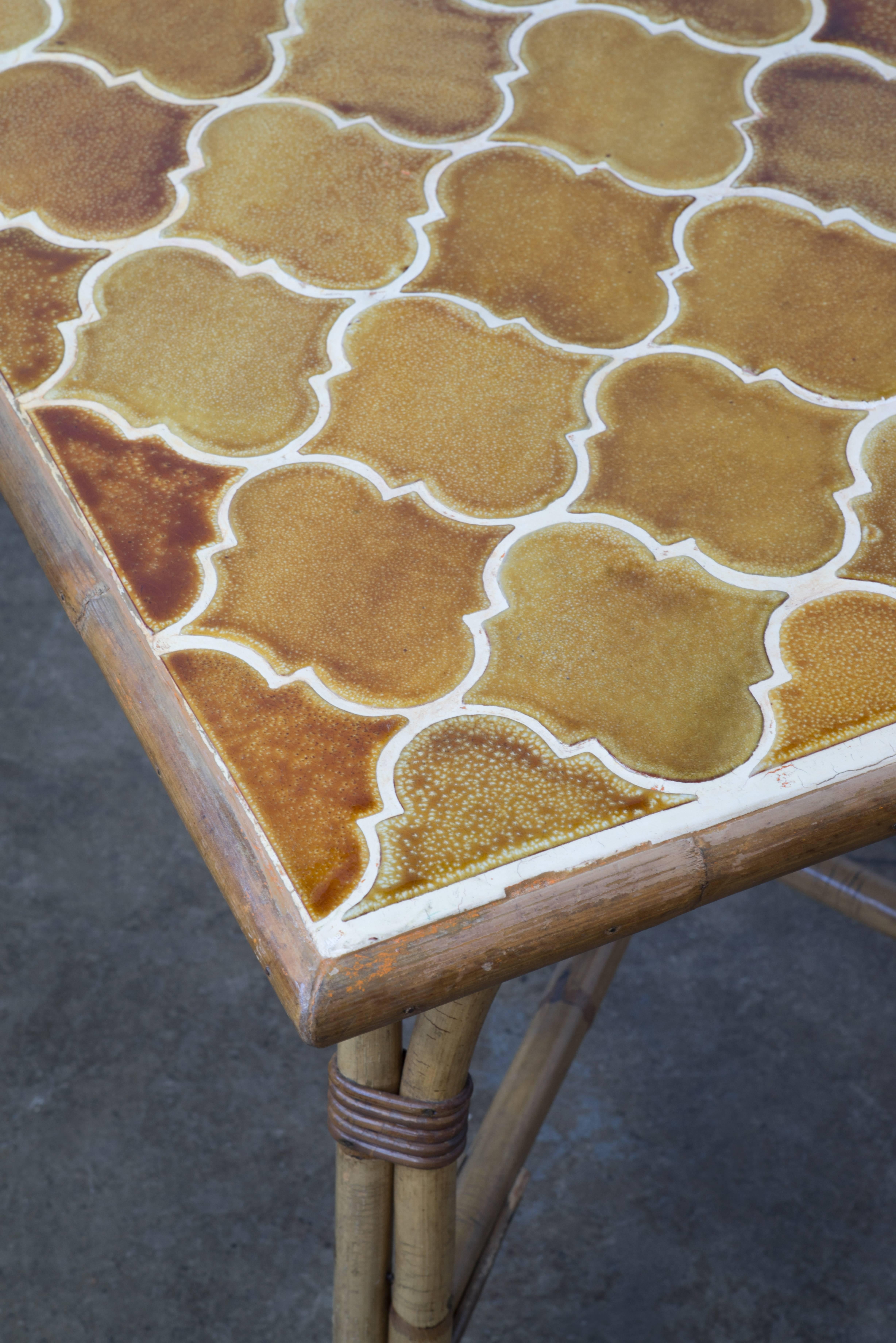 French Bamboo Ceramic Table by Adrien Audoux and Frida Minet