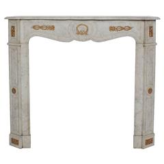 19th Century French Carrara Marble  Mantle Fireplace