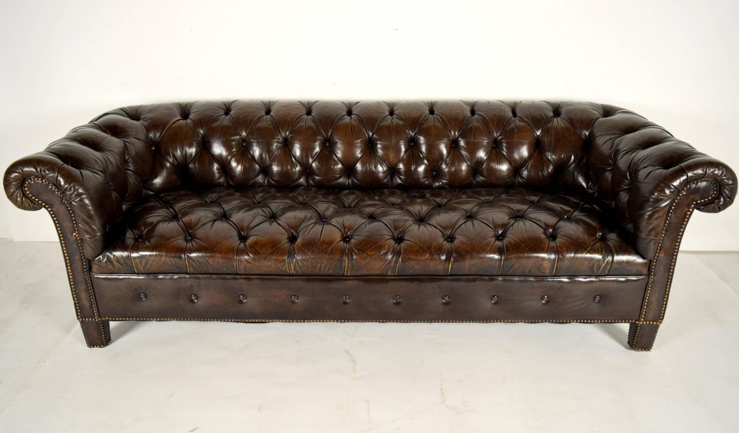 Vintage Chesterfield Leather Tufted Sofa at 1stdibs