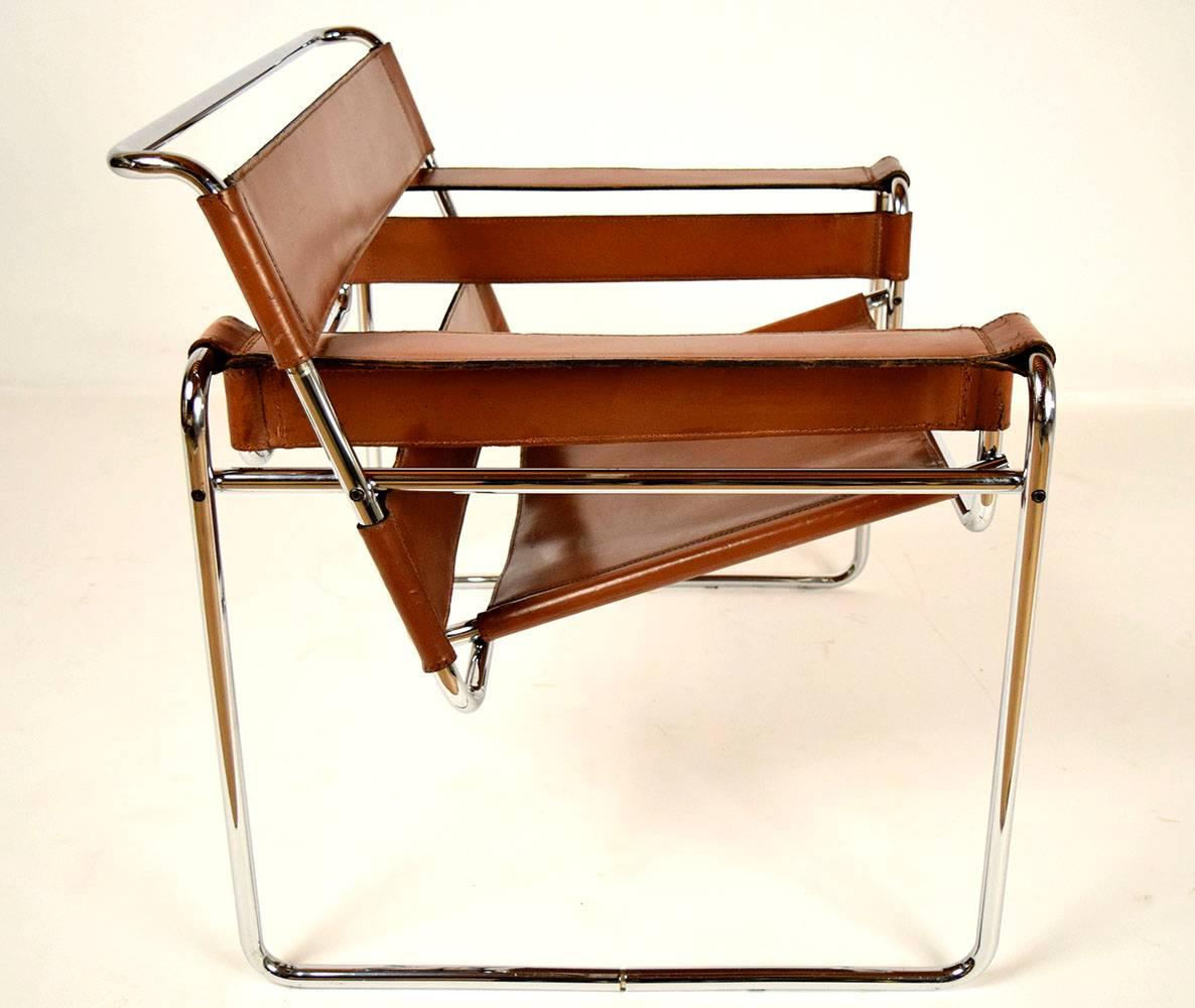 Dyed Pair of Chrome and Leather Wassily Chairs Design by Marcel Breuer