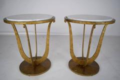 Vintage Pair of Regency Style Gilt Metal Side Tables