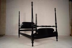 Mid-Century Full Size Continental Ebonized Bed Frame