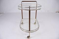 Mid-Century Modern-Style Brass Serving Cart