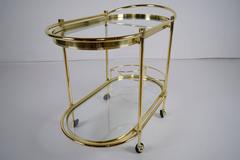 Oval Shaped Two-Tier Brass Italian Bar Cart