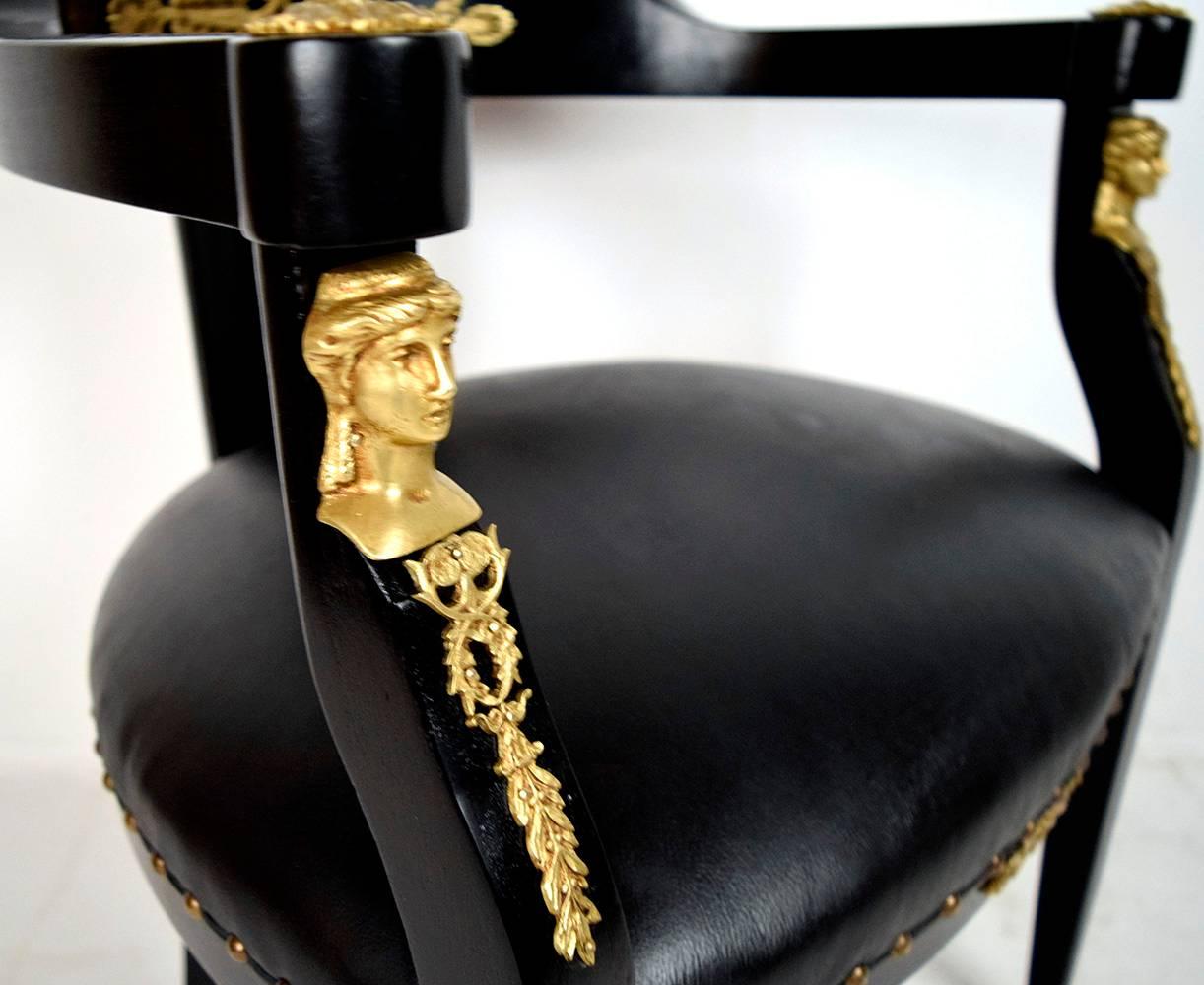 Ebonized French 19th Century Empire-Style Armchair