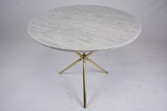 Mid-Century Modern Brass and Marble Dining Table