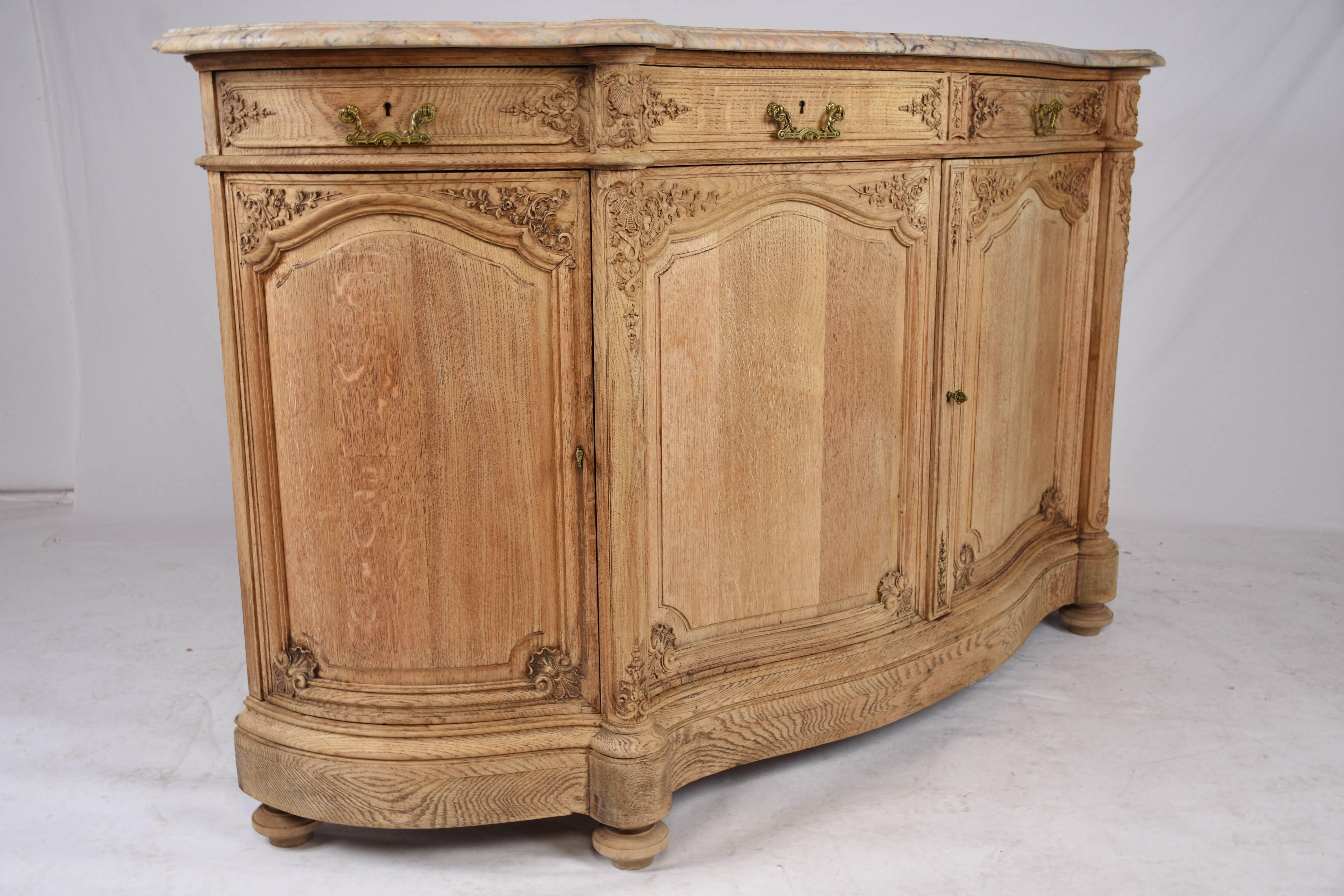 19th Century French Louis XVI Style Bleached Oakwood Buffet by Mercier Freres In Excellent Condition In Los Angeles, CA