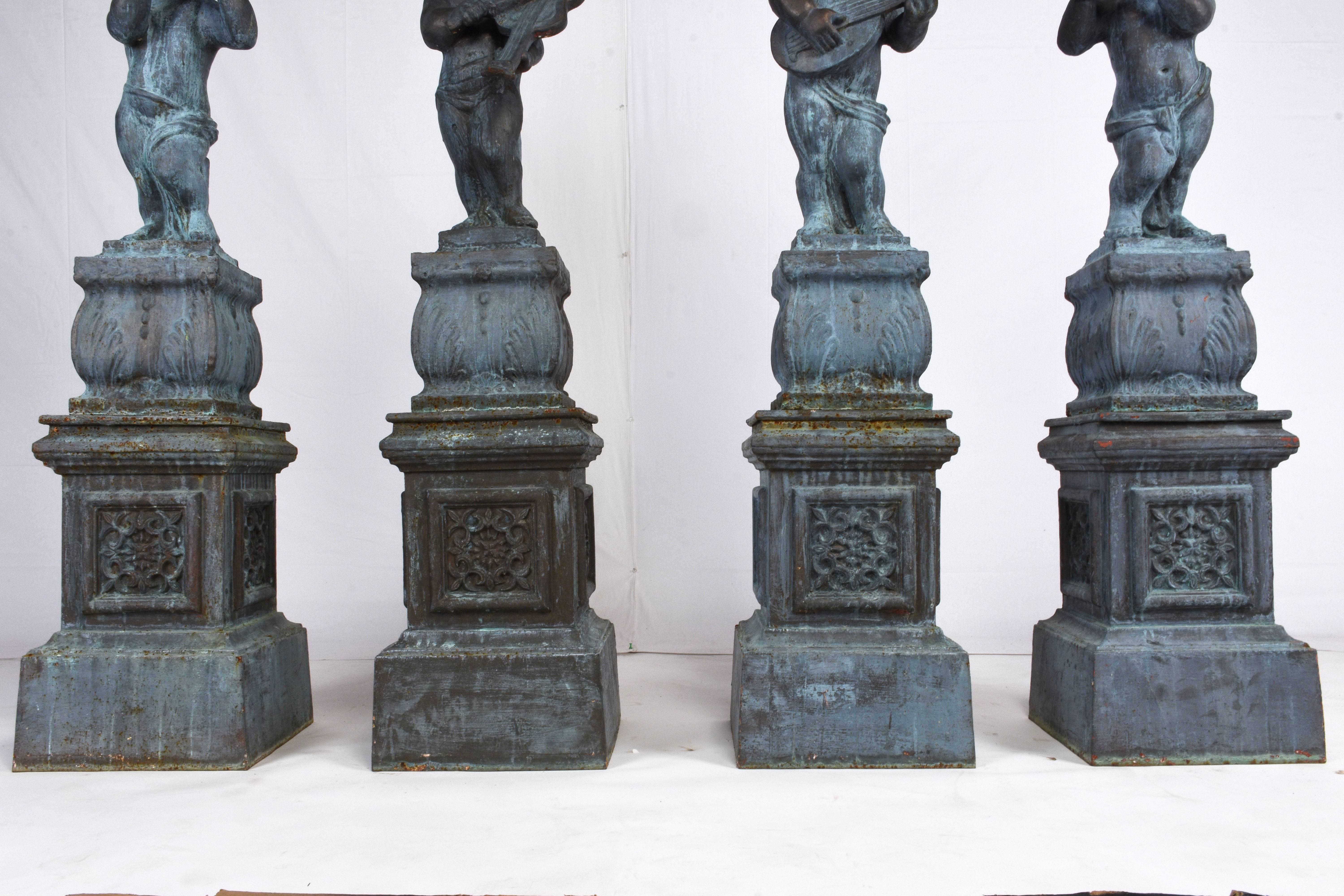 Set of Four Neoclassical-Style Cast Iron Garden Statues 4