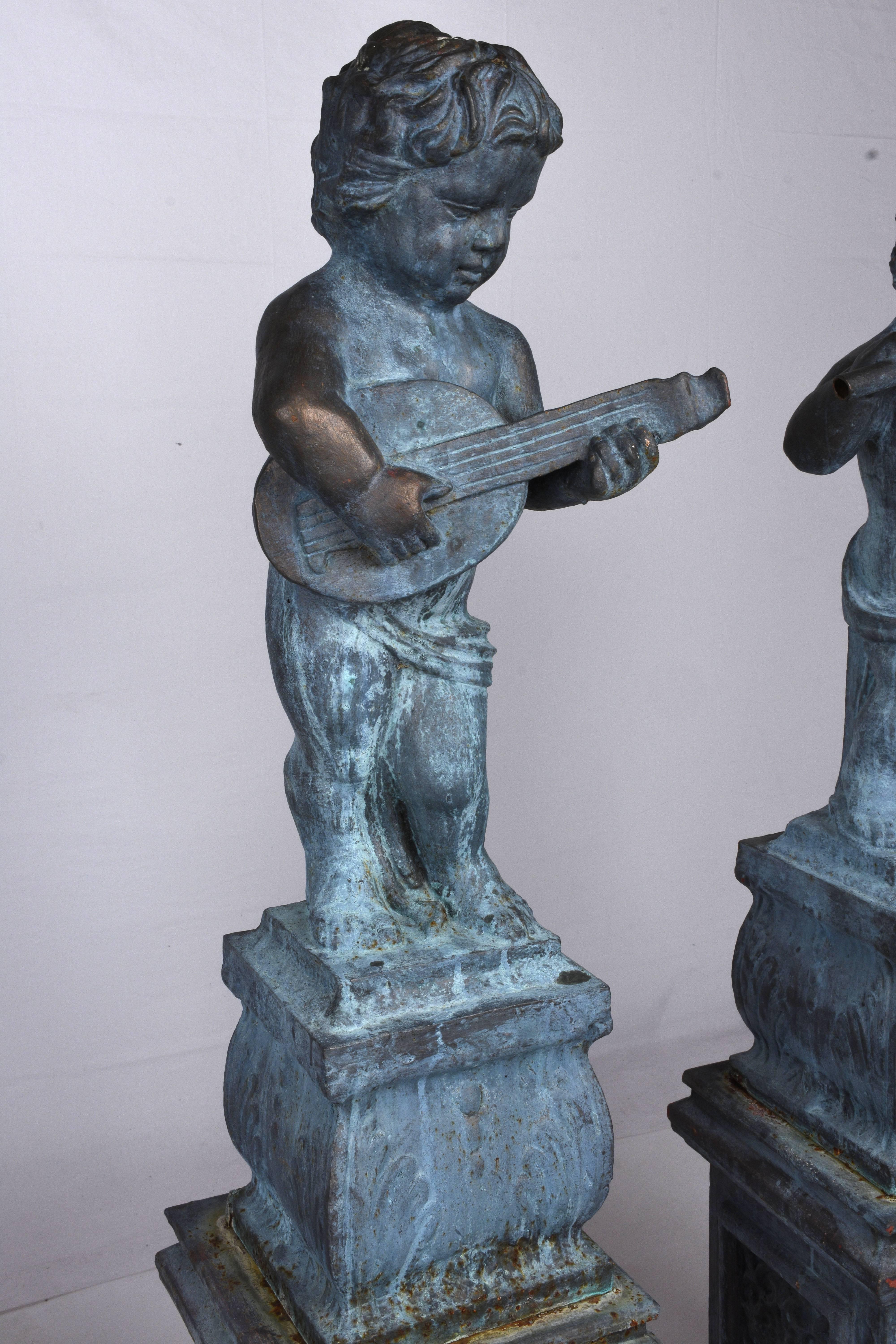 20th Century Set of Four Neoclassical-Style Cast Iron Garden Statues