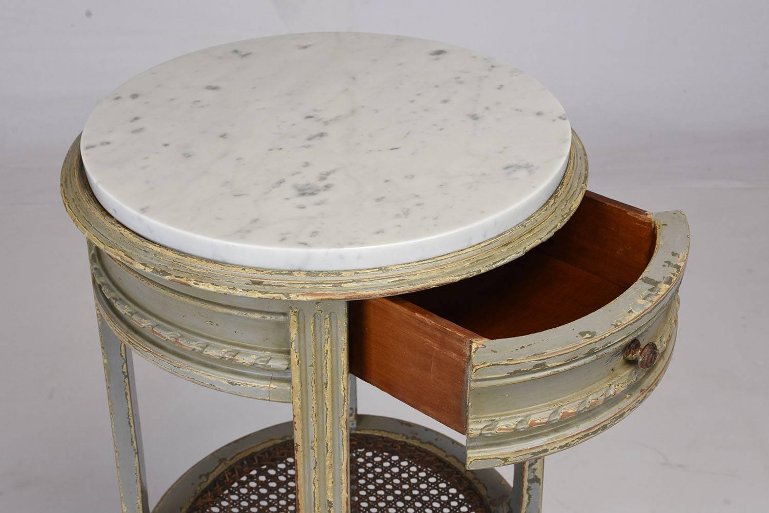 Cane Pair of 19th Century French Louis XVI Nightstands