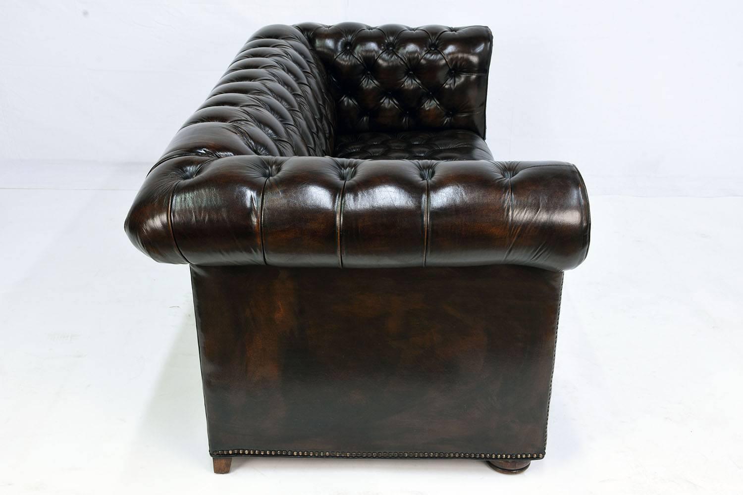 Dyed Leather Chesterfield Tufted Sofa or Loveseat