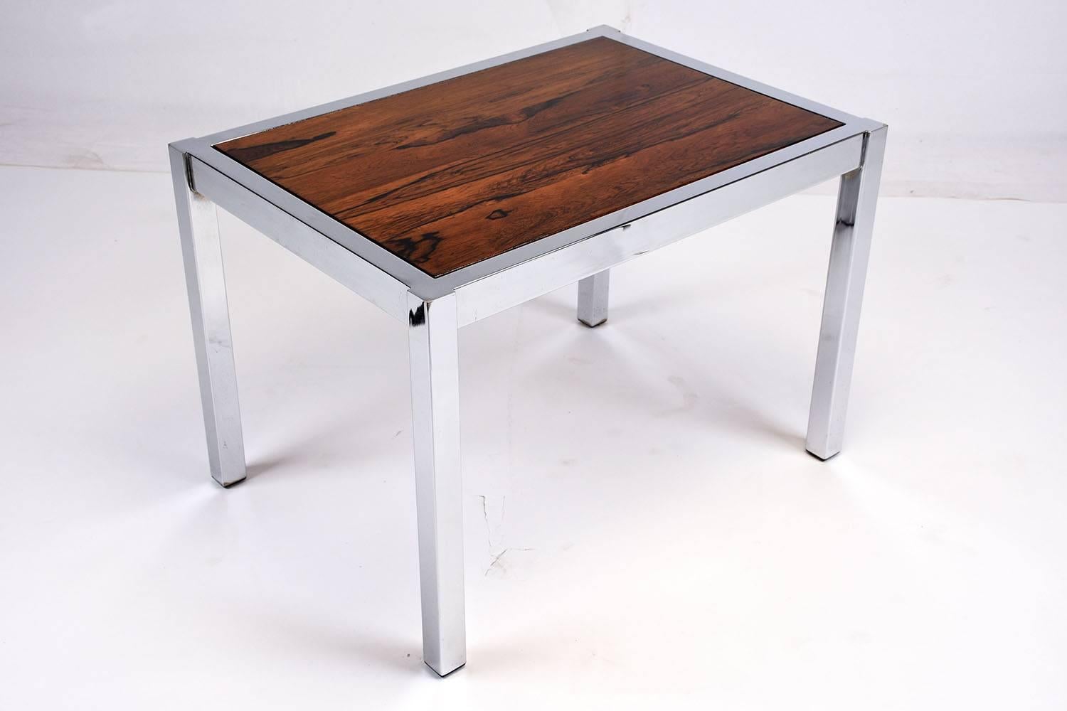 wood and chrome side table