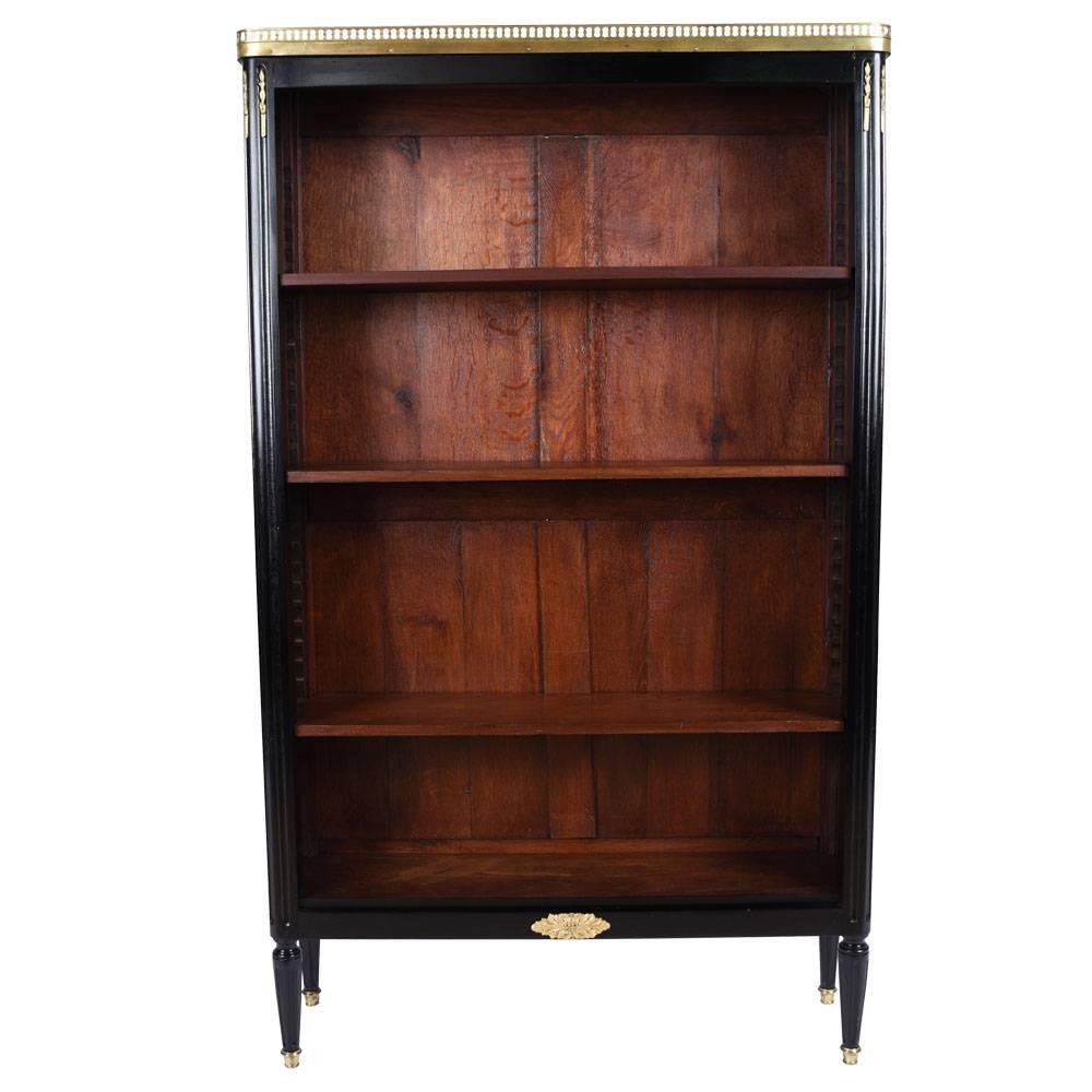 French Louis XVI Ebonized Open Bookshelf