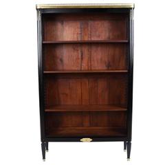 Antique French Louis XVI Ebonized Open Bookshelf