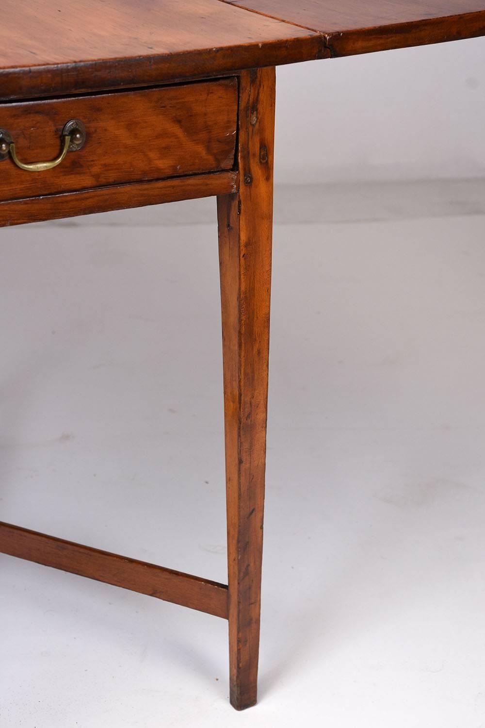 Carved 19th Century English Sheraton Pembroke-Style Side Table