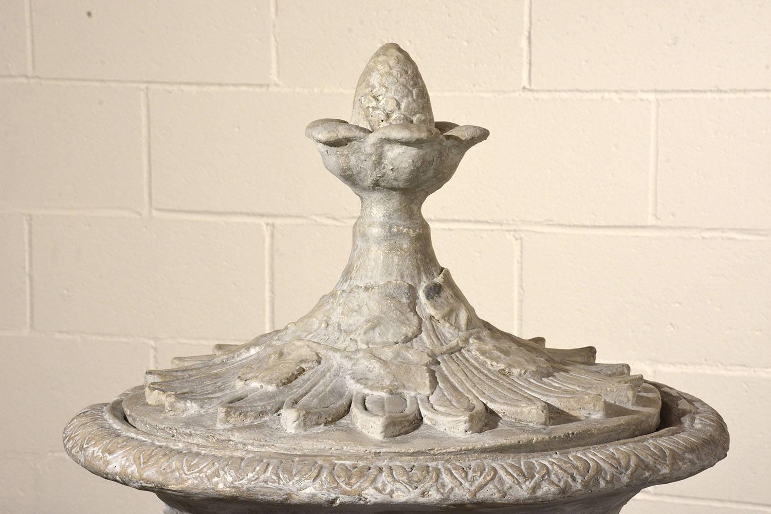 Pair of Grand Neoclassical Style Patio Urns In Excellent Condition In Los Angeles, CA