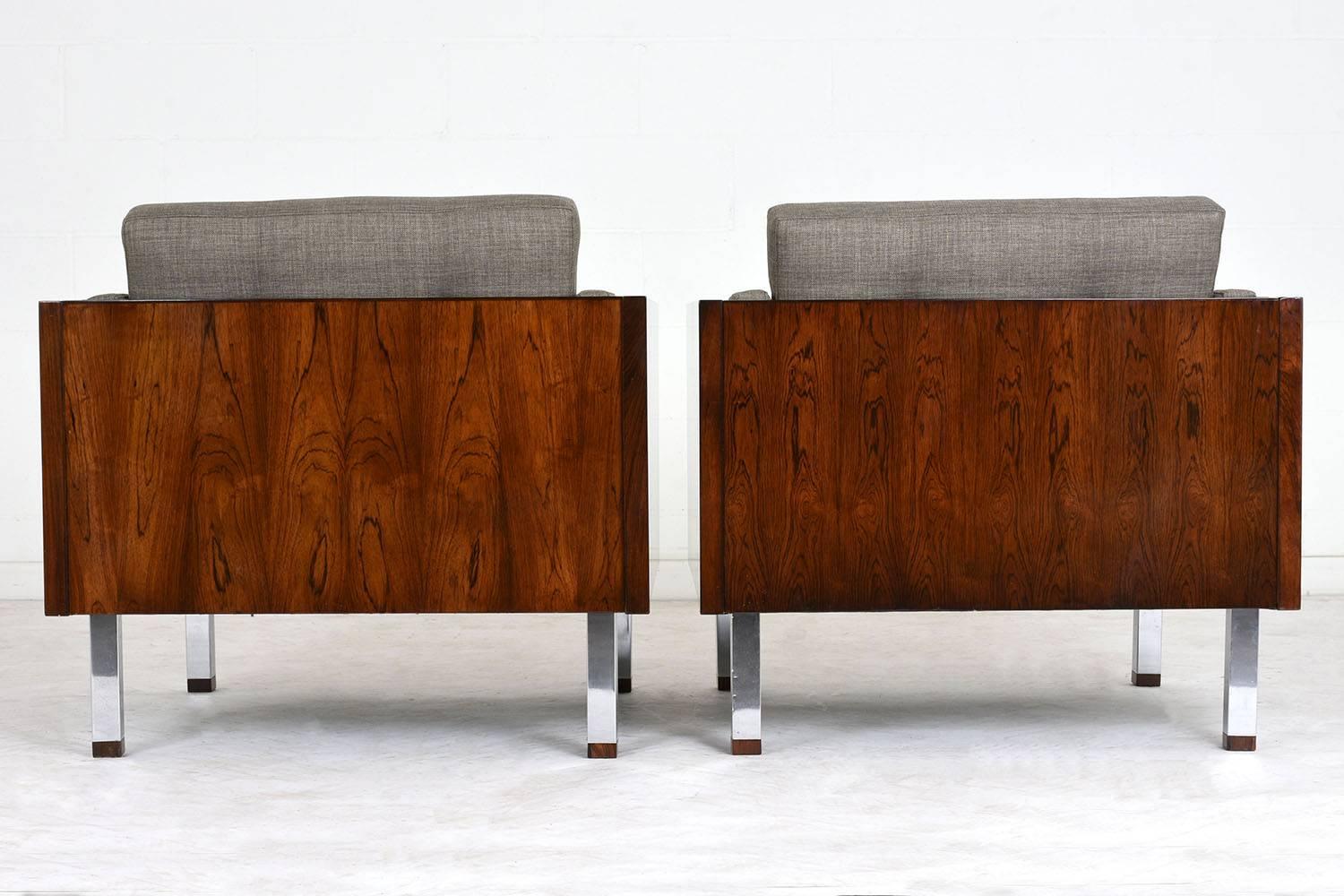 American Pair of Midcentury Jydsk Mobelvaerk Rosewood Cube Lounge Chairs