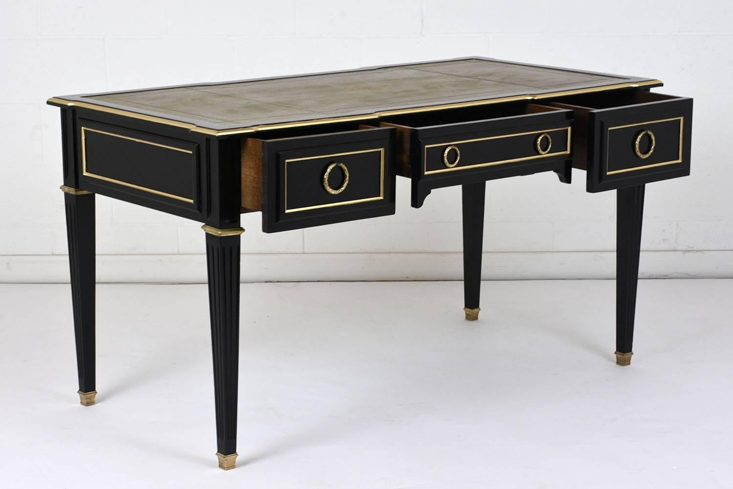 Carved Antique French Louis XVI-Style Ebonized Desk