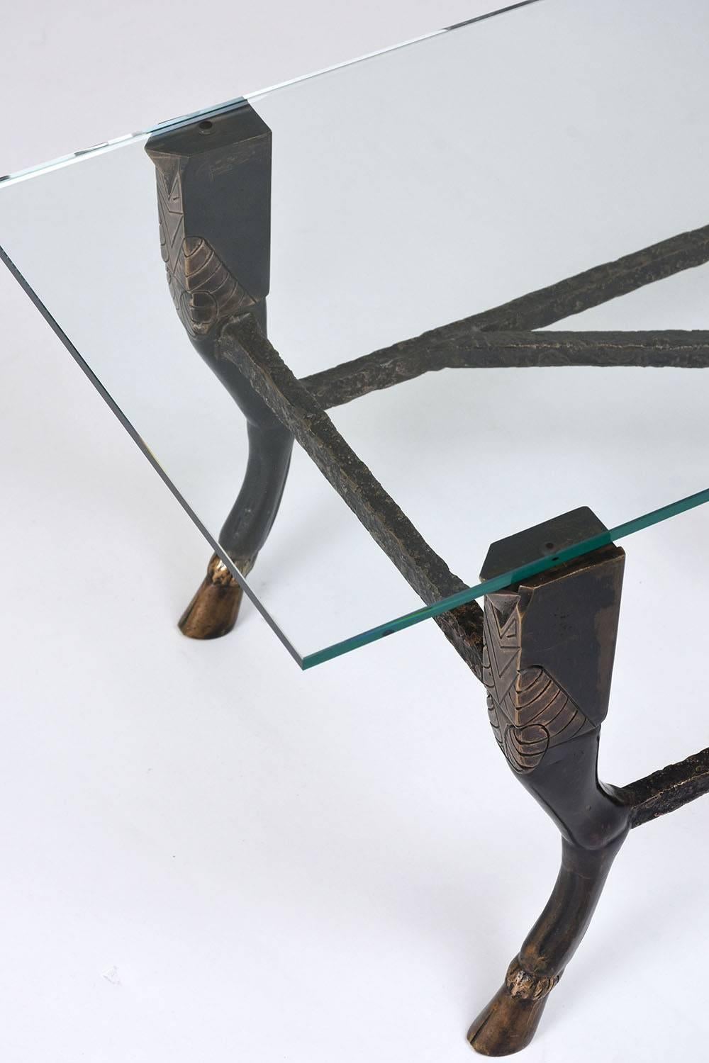 American Christopher Chodoff Bronze and Glass Coffee Table