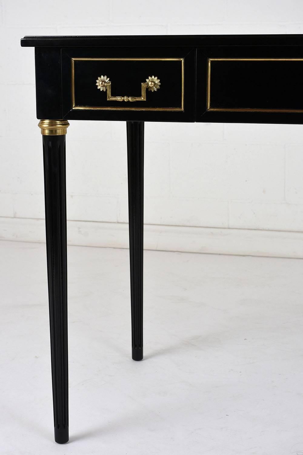 Brass French Louis XVI-Style Ebonized Desk