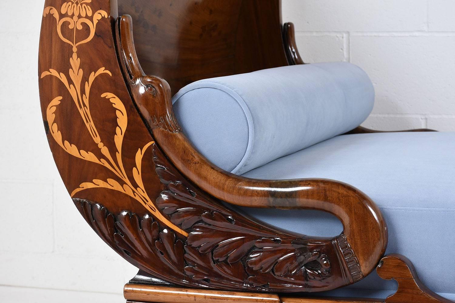 Carved 19th Century French Empire Sleigh Daybed