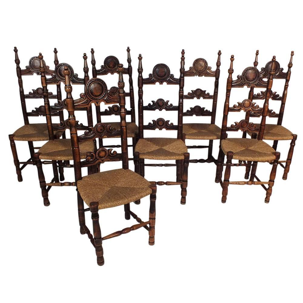 Set of Eight Antique French Provincial Dining Chairs