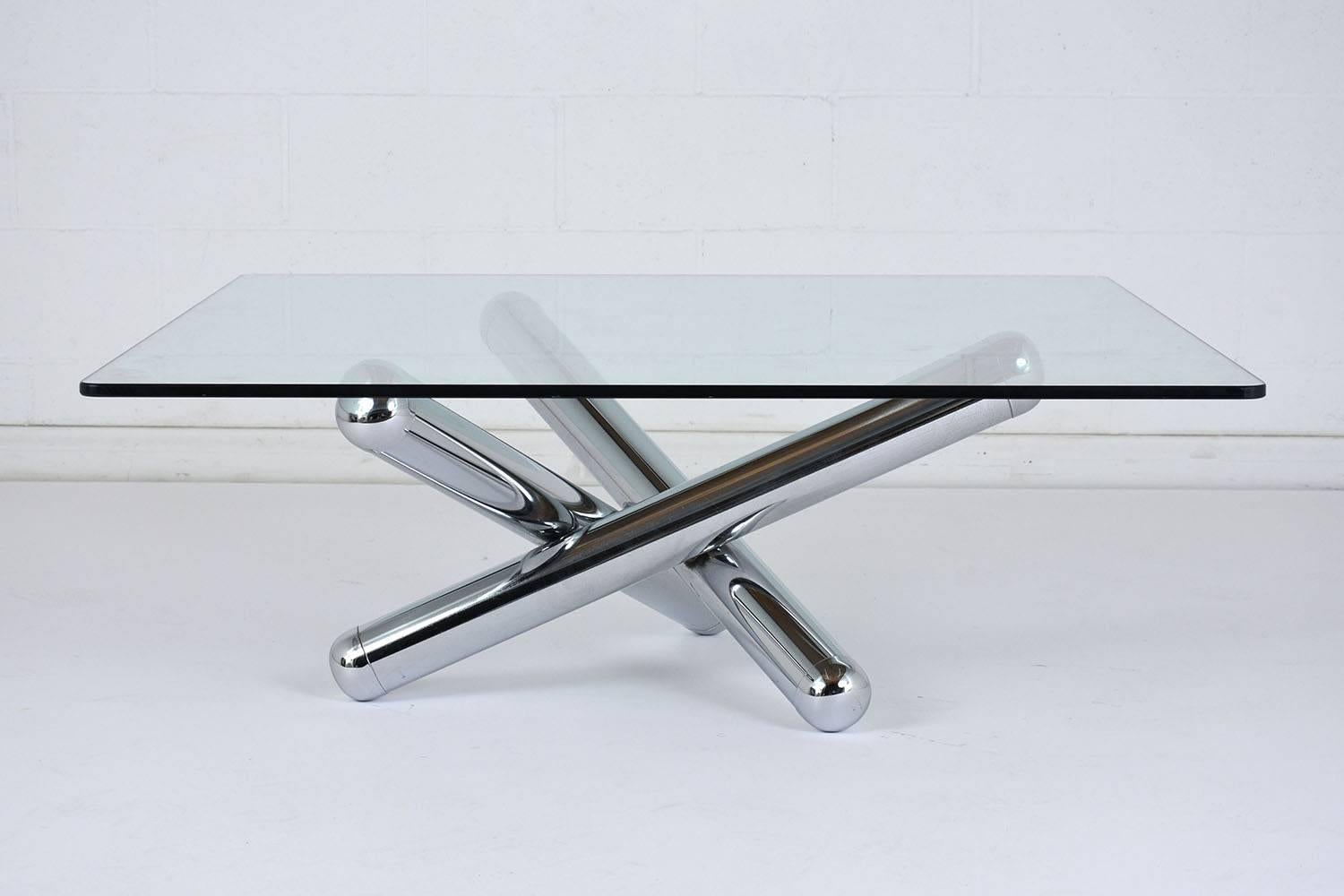 Mid-Century Modern Midcentury Chrome and Glass Coffee Table